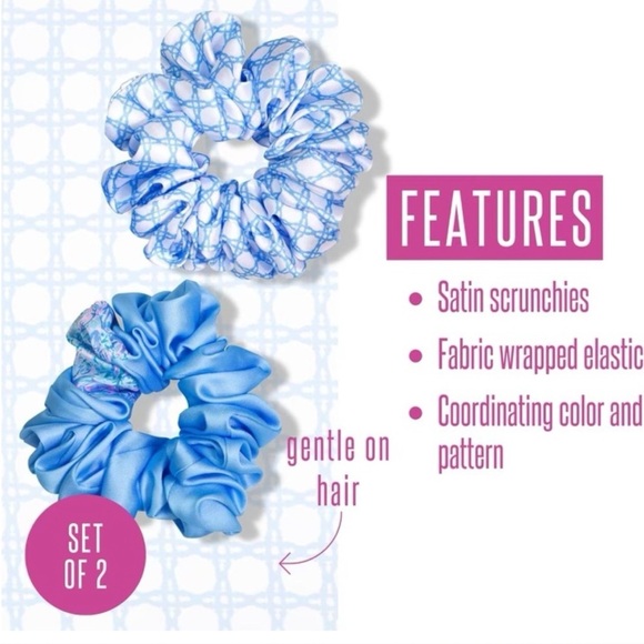 Lilly Pulitzer Oversized Scrunchie Set in Soleil It On Me and Frenchie Blue - Picture 2 of 12